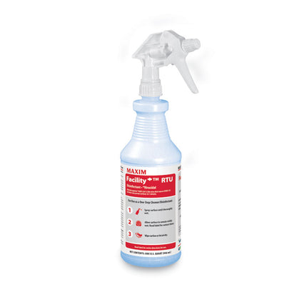 Facility+ RTU Disinfectant, Safe-to-Ship, Unscented, 32 oz Bottle, 6/Carton
