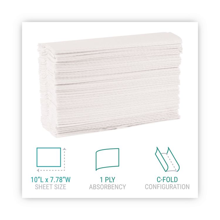 C-Fold Paper Towels, 1-Ply, 10.2 x 13.25, White, 200 Towels/Pack, 12 Packs/Carton