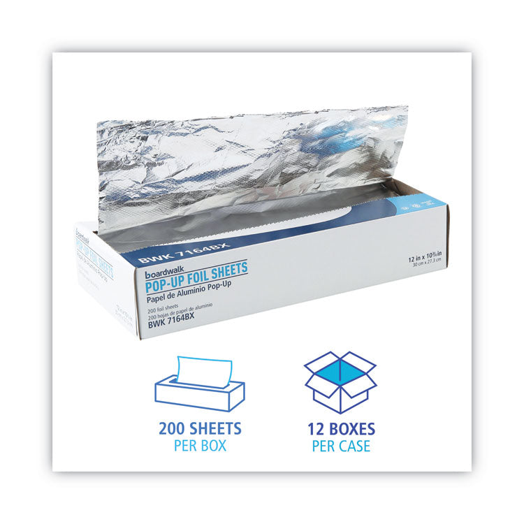 Standard Aluminum Foil Pop-Up Sheets, 63 Gauge, 12 x 10.75, 200/Box, 12 Boxes/Carton
