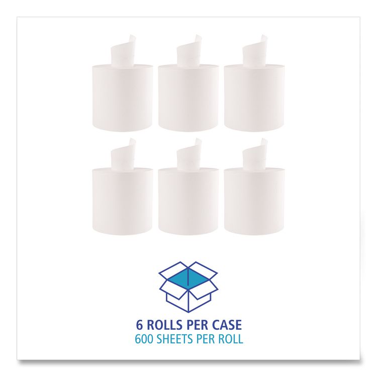 Center-Pull Roll Towels, 2-Ply, 10 x 7.6, White, 600/Roll, 6/Carton