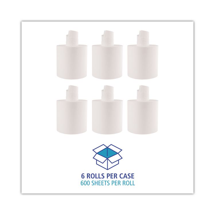 Center-Pull Roll Towels, 2-Ply, 7.6 x 8.9, White, 600/Roll, 6/Carton