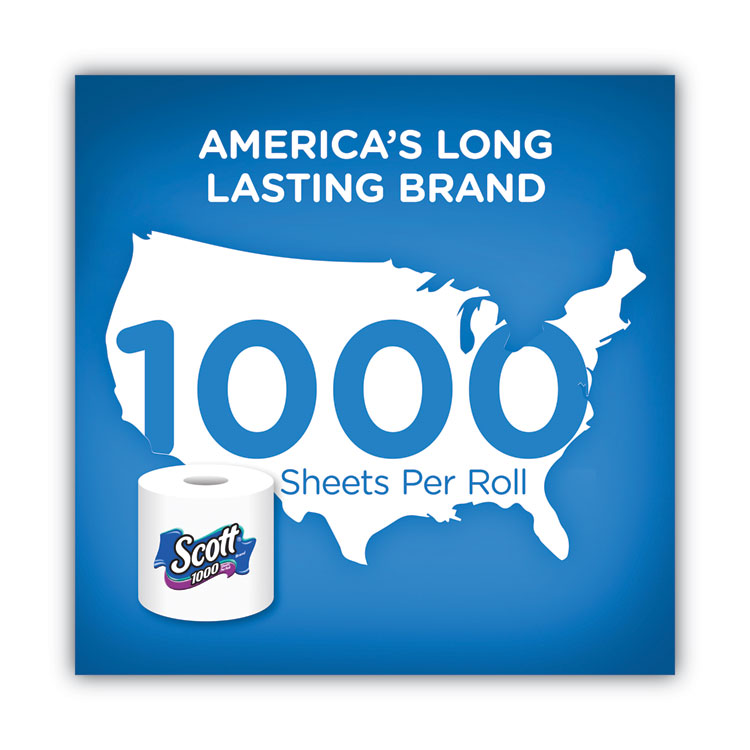 1000 Bathroom Tissue, Septic Safe, 1-Ply, White, 1,000 Sheets/Roll, 20 Rolls/Pack, 2 Packs/Carton