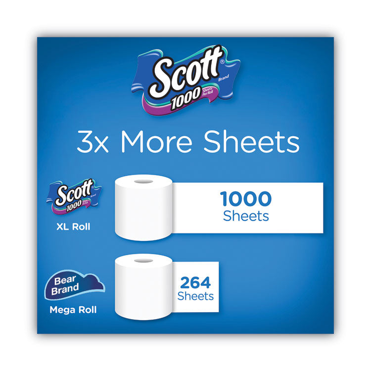 1000 Bathroom Tissue, Septic Safe, 1-Ply, White, 1,000 Sheets/Roll, 20 Rolls/Pack, 2 Packs/Carton