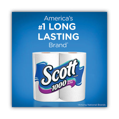 1000 Bathroom Tissue, Septic Safe, 1-Ply, White, 1,000 Sheets/Roll, 20 Rolls/Pack, 2 Packs/Carton