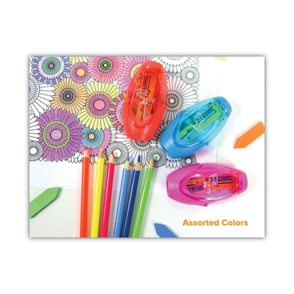 Twist-n-Sharp Pencil Sharpener, Two-Hole, 3.91 x 1.5 x 5.88, Randomly Assorted Colors, 6/Pack