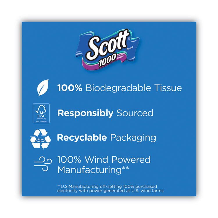 1000 Bathroom Tissue, Septic Safe, 1-Ply, White, 1,000 Sheets/Roll, 20 Rolls/Pack, 2 Packs/Carton