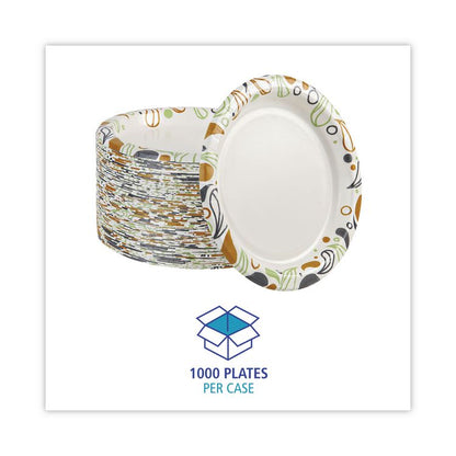 Deerfield Printed Paper Plates, 9" dia, Coated/Soak Proof, White/Yellow/Green/Purple, 125/Pack, 8 Packs/Carton