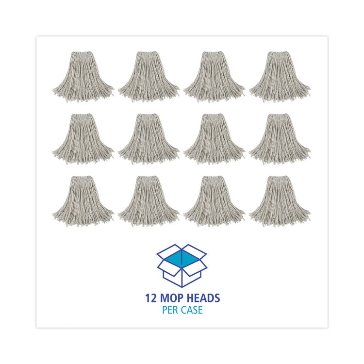 Cut-End Wet Mop Head, Cotton, #24, White 12/Carton