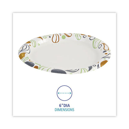 Deerfield Printed Paper Plates, 6" dia, Coated/Soak Proof, White/Yellow/Green/Purple, 250/Pack, 4 Packs/Carton