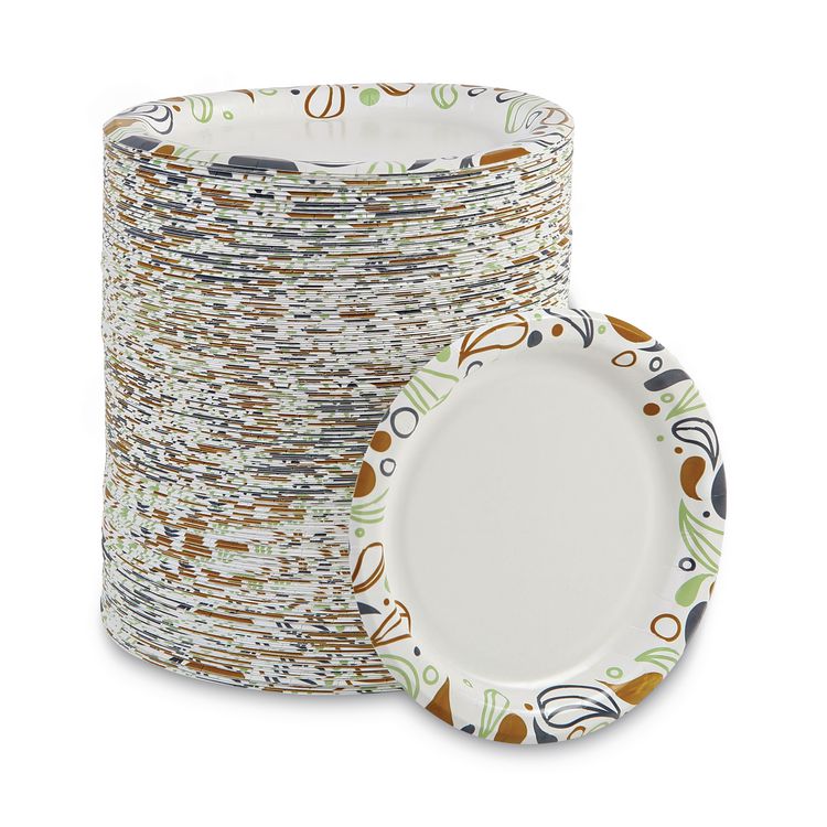 Deerfield Printed Paper Plates, 6" dia, Coated/Soak Proof, White/Yellow/Green/Purple, 250/Pack, 4 Packs/Carton