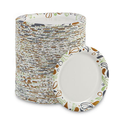 Deerfield Printed Paper Plates, 6" dia, Coated/Soak Proof, White/Yellow/Green/Purple, 250/Pack, 4 Packs/Carton