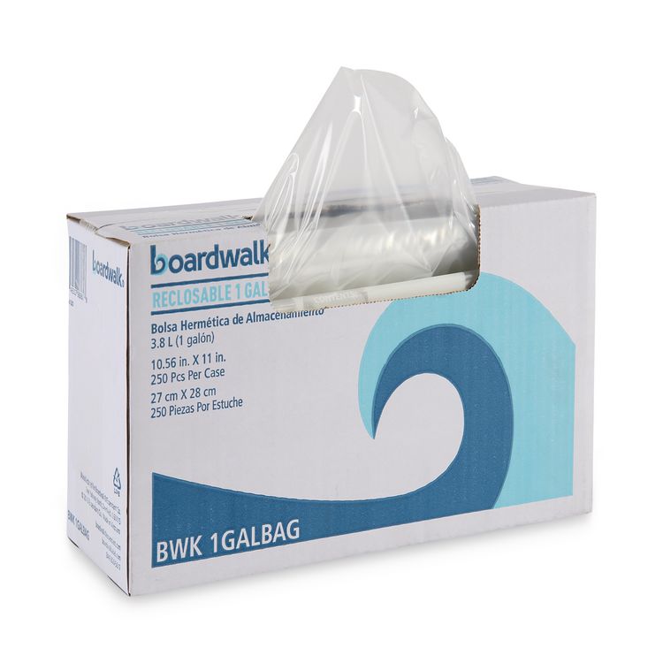 Reclosable Food Storage Bags, Gallon, 1.75 mil, 10.5" x 11", Clear, 250/Box