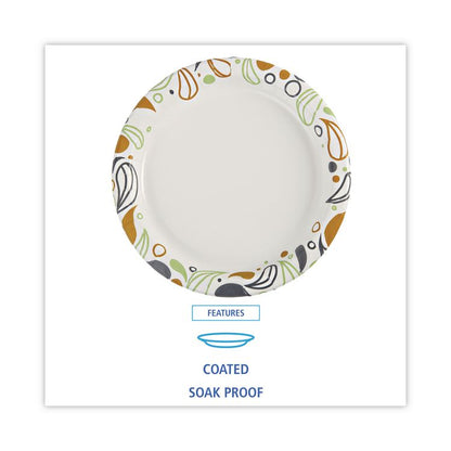 Deerfield Printed Paper Plates, 9" dia, Coated/Soak Proof, White/Yellow/Green/Purple, 125/Pack, 8 Packs/Carton