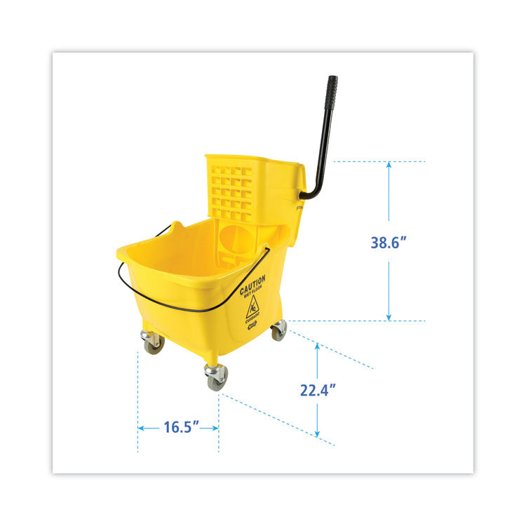 Pro-Pac Side-Squeeze Wringer/Bucket Combo, 35 qt, Yellow/Silver