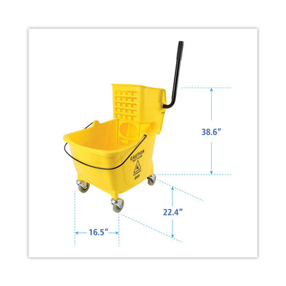 Pro-Pac Side-Squeeze Wringer/Bucket Combo, 35 qt, Yellow/Silver
