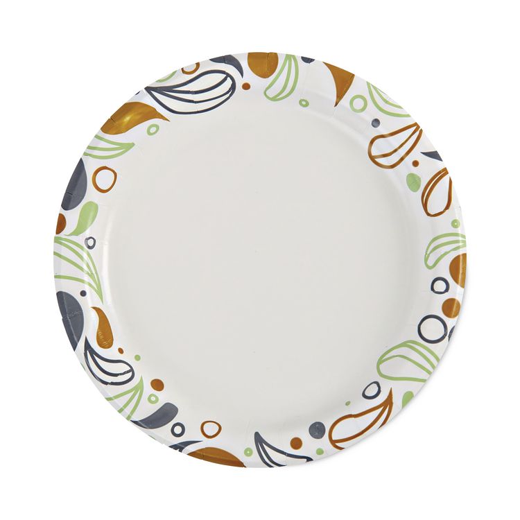 Deerfield Printed Paper Plates, 6" dia, Coated/Soak Proof, White/Yellow/Green/Purple, 250/Pack, 4 Packs/Carton