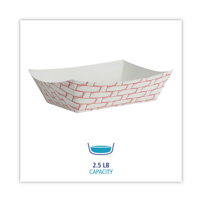 Paper Food Baskets, 2.5 lb Capacity, Red/White, 500/Carton