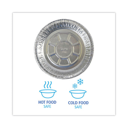 Round Aluminum To-Go Containers, 250 Gauge, 24 oz, 7" Diameter x 1.47" h, Silver, 500/Carton