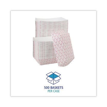 Paper Food Baskets, 5 lb Capacity, Red/White, 500/Carton