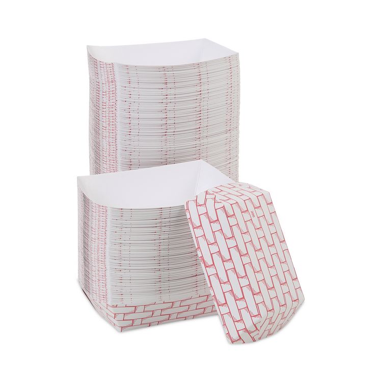 Paper Food Baskets, 2 lb Capacity, Red/White, 1,000/Carton