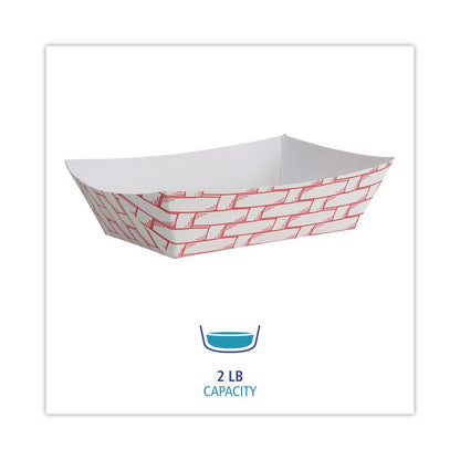 Paper Food Baskets, 2 lb Capacity, Red/White, 1,000/Carton