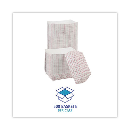 Paper Food Baskets, 3 lb Capacity, Red/White, 500/Carton