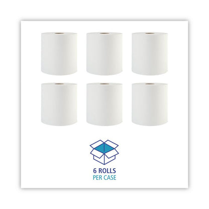 Hardwound Paper Towels, 1-Ply, 8" x 800 ft, White, 6 Rolls/Carton