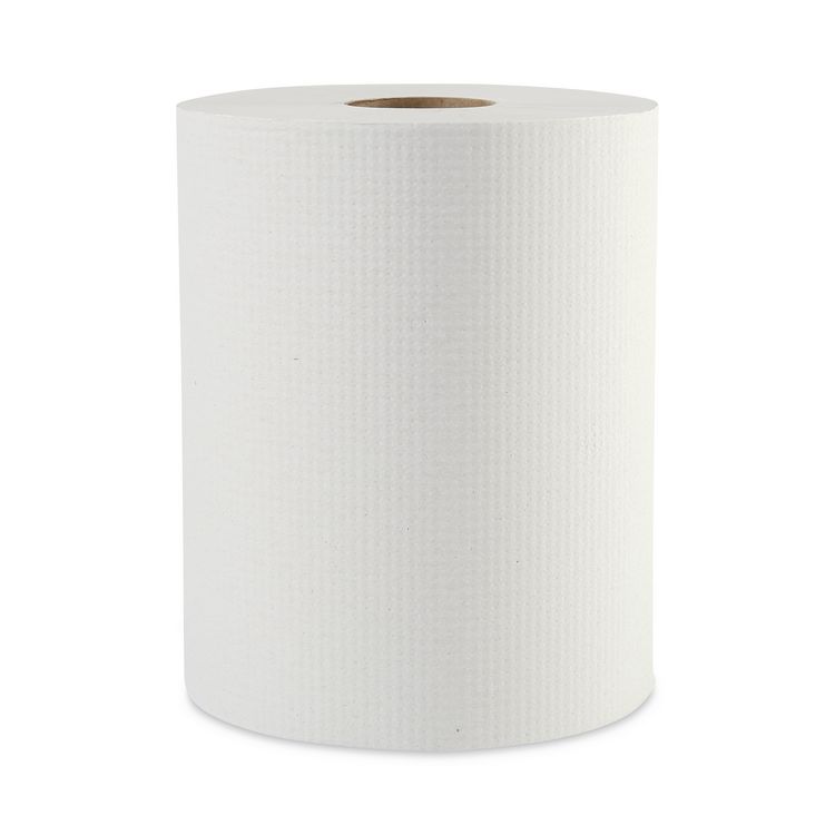 Hardwound Paper Towels, 1-Ply, 8" x 600 ft, White, 2" Core, 12 Rolls/Carton
