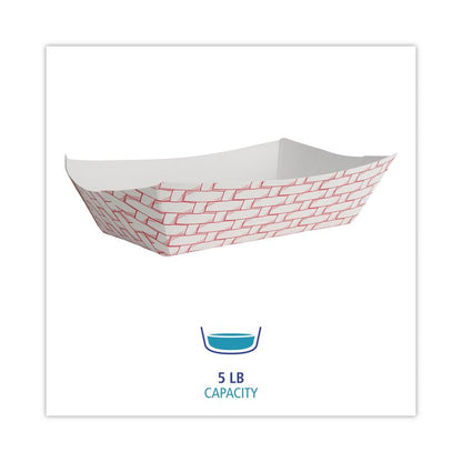 Paper Food Baskets, 5 lb Capacity, Red/White, 500/Carton