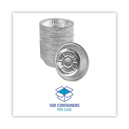Round Aluminum To-Go Containers, 250 Gauge, 24 oz, 7" Diameter x 1.47" h, Silver, 500/Carton
