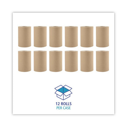 Hardwound Paper Towels, 1-Ply, 8" x 350 ft, Natural, 12 Rolls/Carton