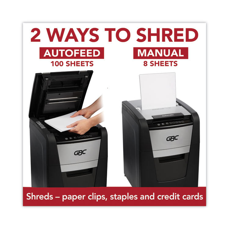 AutoFeed+ 100X Super Cross-Cut Home Office Shredder, 100 Auto/8 Manual Sheet Capacity