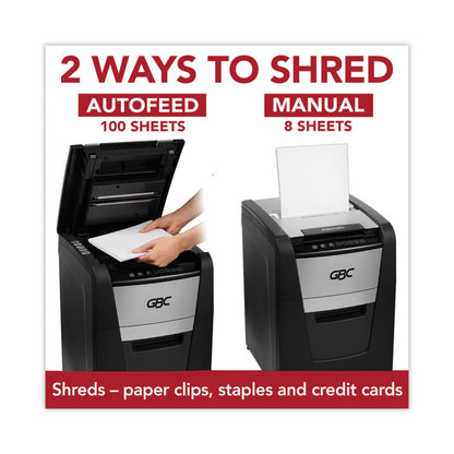 AutoFeed+ 100X Super Cross-Cut Home Office Shredder, 100 Auto/8 Manual Sheet Capacity
