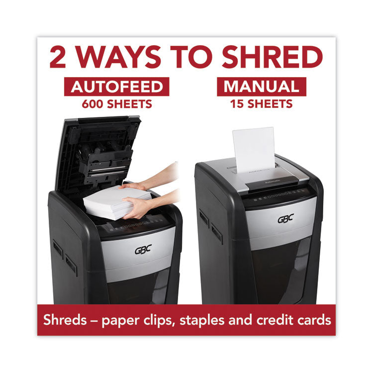 AutoFeed+ 600X Super Cross-Cut Office Shredder, 600 Auto/15 Manual Sheet Capacity