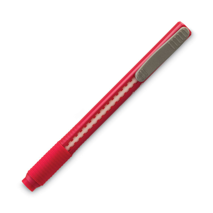 Clic Eraser Grip Eraser, For Pencil Marks, White Eraser, Randomly Assorted Barrel Color, 3/Pack