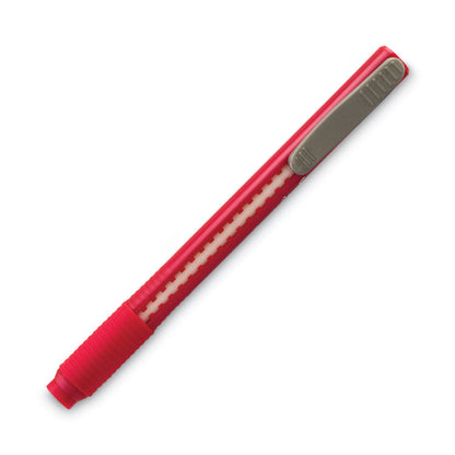 Clic Eraser Grip Eraser, For Pencil Marks, White Eraser, Randomly Assorted Barrel Color, 3/Pack