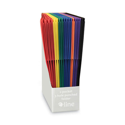 Two-Pocket Heavyweight Poly Portfolio Folder with Three-Hole Punch, Accommodates 11 x 8.5 Sheets, Randomly Assorted Colors
