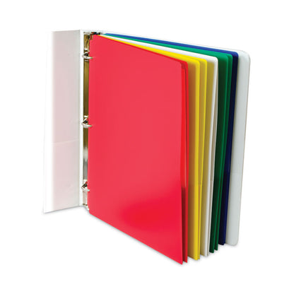 Two-Pocket Heavyweight Poly Portfolio Folder with Three-Hole Punch, Accommodates 11 x 8.5 Sheets, Assorted Colors, 10/Pack