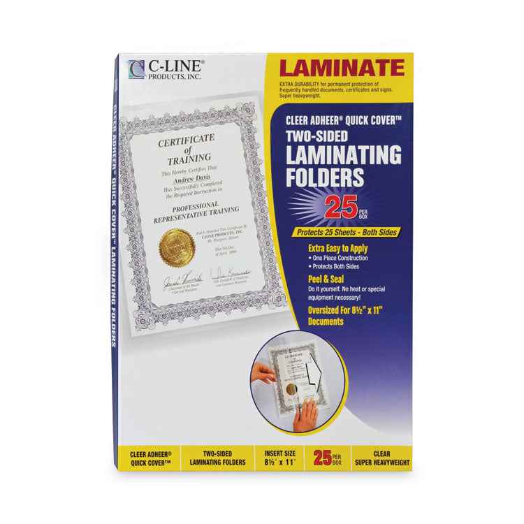 Quick Cover Laminating Pockets, 12 mil, 9.13" x 11.5", Gloss Clear, 25/Box