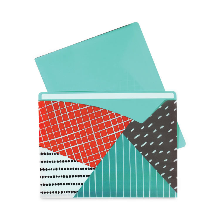 Write-On Fashion Poly File Jackets, Straight-Tab, Letter Size, Assorted Colors, 6/Pack