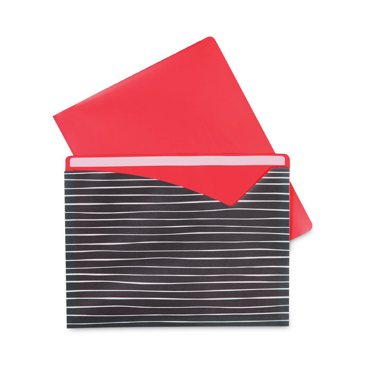 Write-On Fashion Poly File Jackets, Straight-Tab, Letter Size, Assorted Colors, 6/Pack