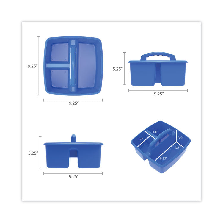 Small Art Caddies, 3 Sections, 9.25" x 9.25" x 5.25", Assorted Colors, 5/Pack