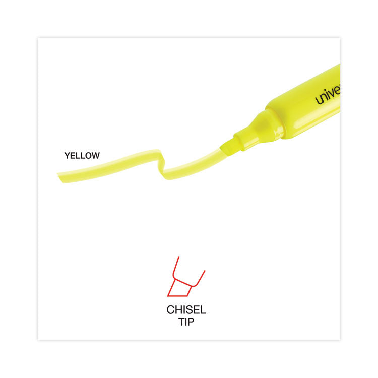 Desk Highlighter Value Pack, Fluorescent Yellow Ink, Chisel Tip, Yellow Barrel, 36/Pack