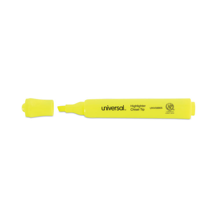 Desk Highlighter Value Pack, Fluorescent Yellow Ink, Chisel Tip, Yellow Barrel, 36/Pack