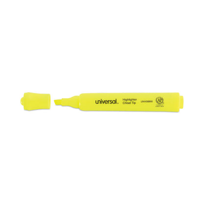 Desk Highlighter Value Pack, Fluorescent Yellow Ink, Chisel Tip, Yellow Barrel, 36/Pack