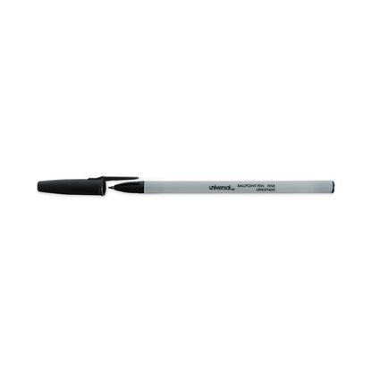 Ballpoint Pen, Stick, Fine 0.7 mm, Black Ink, Gray/Black Barrel, Dozen