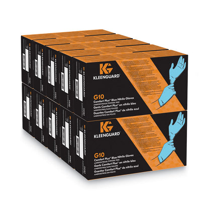 G10 Comfort Plus Blue Nitrile Gloves, Powder-Free, Medium, 4 mil Thick, 9.5" Long, Light Blue, 100/Box