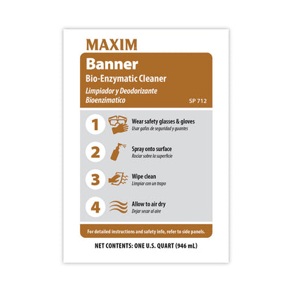 Banner Bio-Enzymatic Cleaner, Safe-to-Ship, Fresh Scent, 32 oz Bottle, 6/Carton