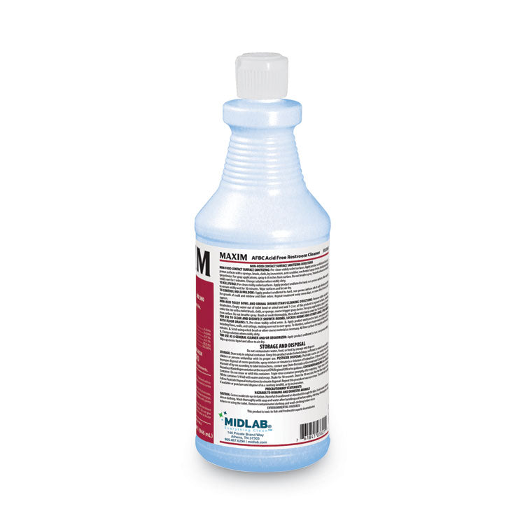 AFBC Acid-Free Restroom Cleaner, Safe-to-Ship, Fresh Scent, 32 oz Bottle, 6/Carton