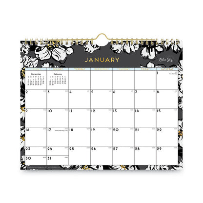 Baccara Dark Wall Calendar, Floral Artwork, 11 x 8.75, White/Black/Gold Sheets, 12-Month (Jan to Dec): 2026